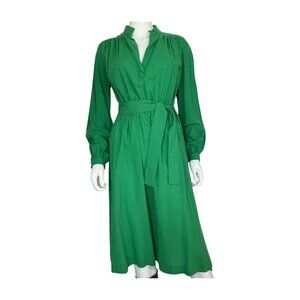 Vintage Green Long Sleeve Belted Dress 4/6